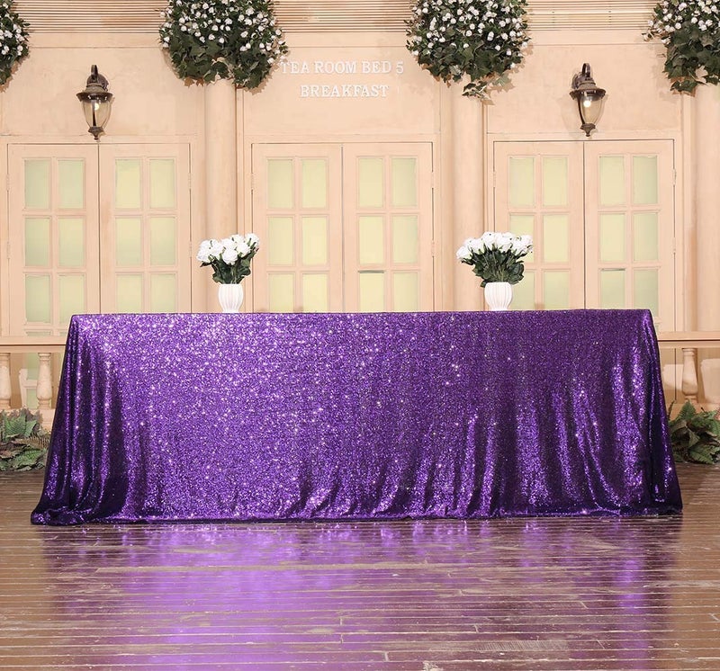 SquarePie Sequin Tablecloth 60 x 102 Inch Purple Sparkly Table Cloth for Halloween Wedding Party - Image 5